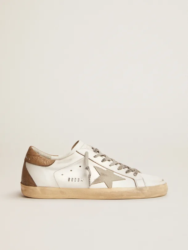 Golden Goose Super-Star khaki-colored crackled leather heel tab