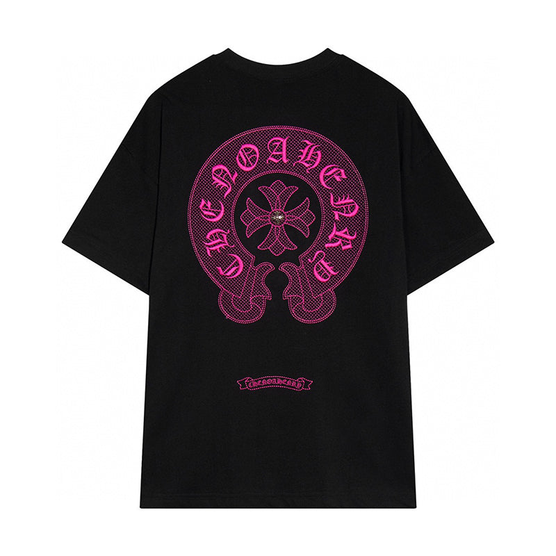 Chrome Hearts - Horseshoe Pink Cross Fleur Pin T-shirt Black