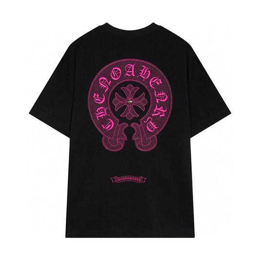 Chrome Hearts - Horseshoe Pink Cross Fleur Pin T-shirt Black
