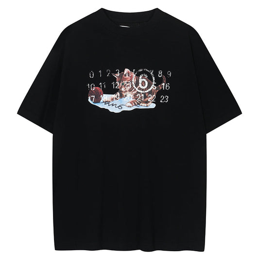 Maison Margiela MM6 Kitten Number Logo T-shirt Black