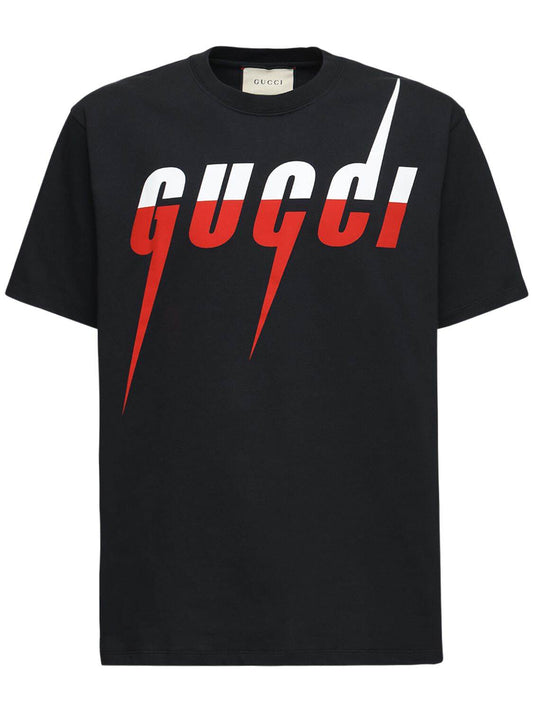 GUCCI Blade logo-print cotton-jersey Black T-shirt