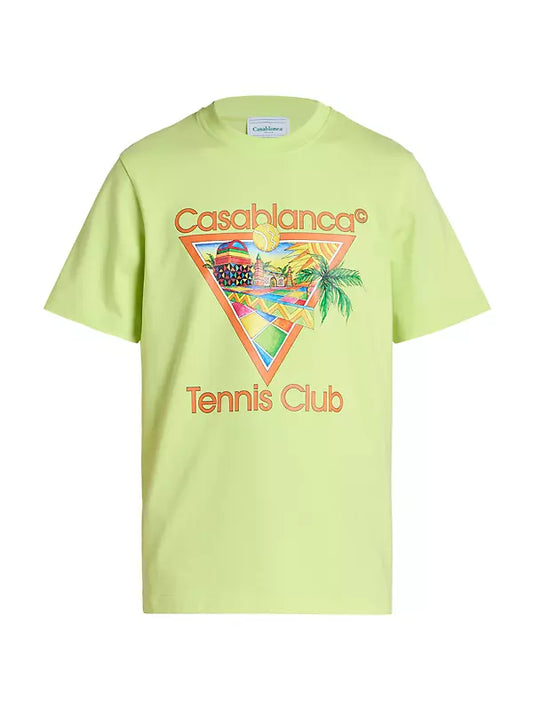 CASABLANCA Afro Cubism Tennis Club T Shirt Green