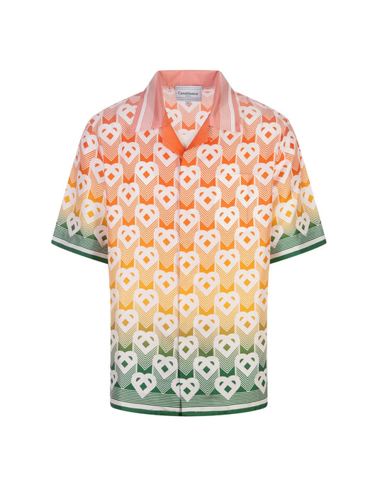 CASABLANCA Gradient Heart Monogram Sport Silk Shirt