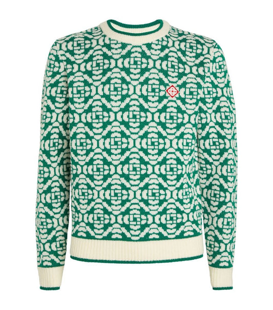 CASABLANCA  Merino Wool-Blend Monogram Sweater
