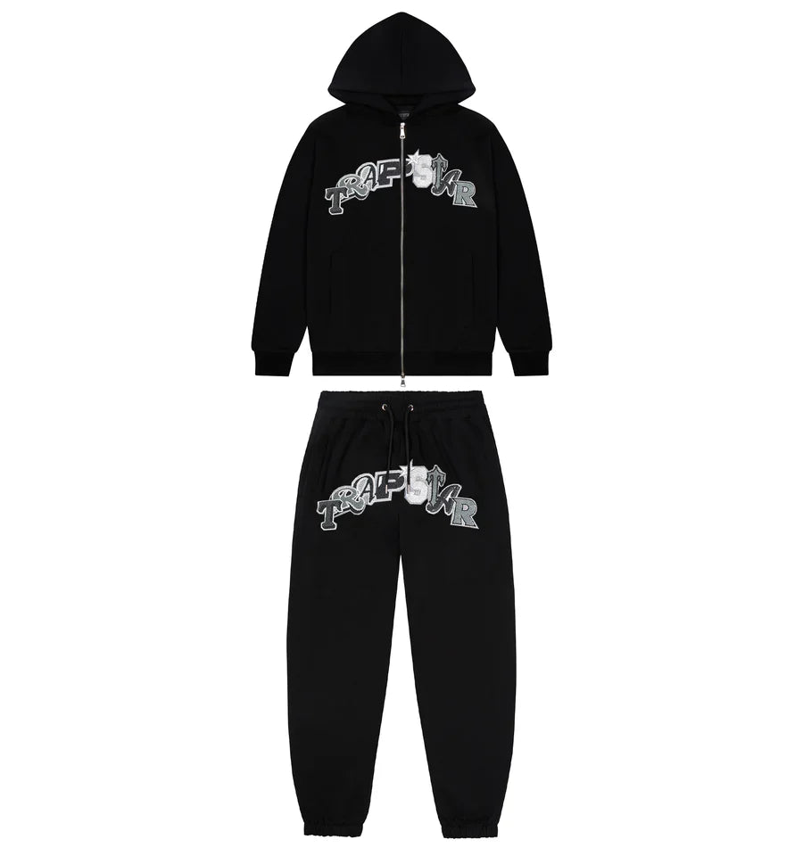 Trapstar Wildcard Chenille Hoodie Tracksuit Black Monochrome Edition
