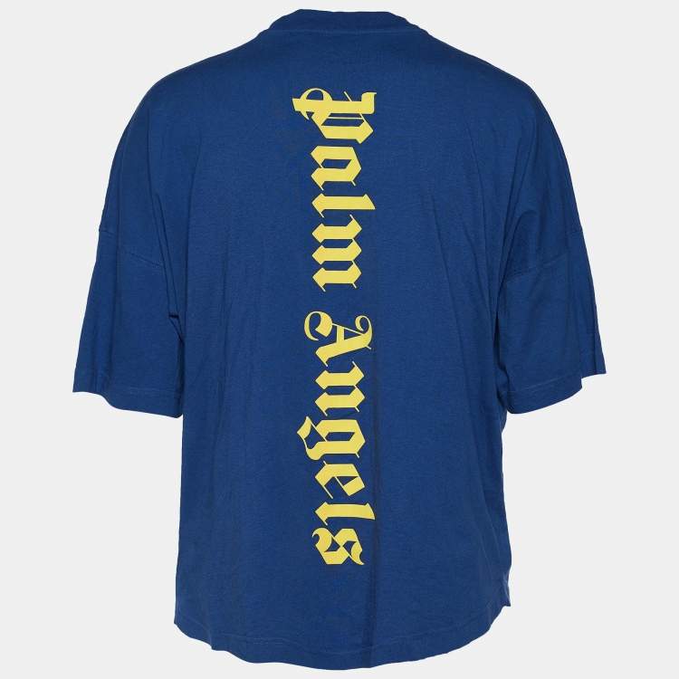 Palm Angels Vertical Logo T Shirt Blue/Yellow