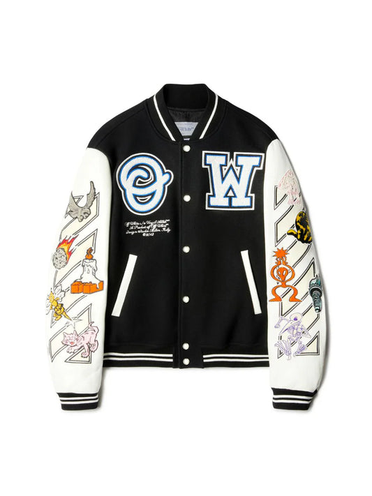 OFF - WHITE Logic Patch Varsity Jacket in black