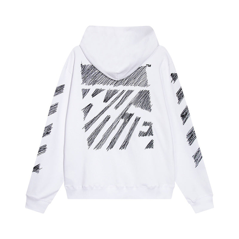 Off-White Scribble Diag-print Cotton Hoodie White