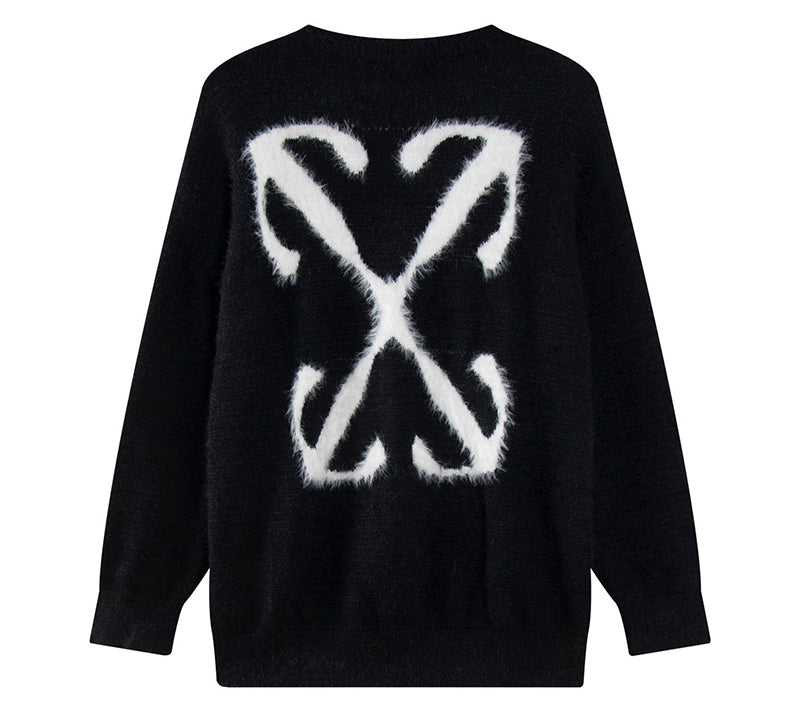 Off-White c/o Virgil Abloh Men's Black Arrow Intarsia Crew-neck Sweater