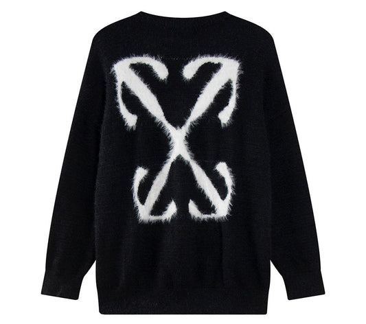 Off-White c/o Virgil Abloh Men's Black Arrow Intarsia Crew-neck Sweater