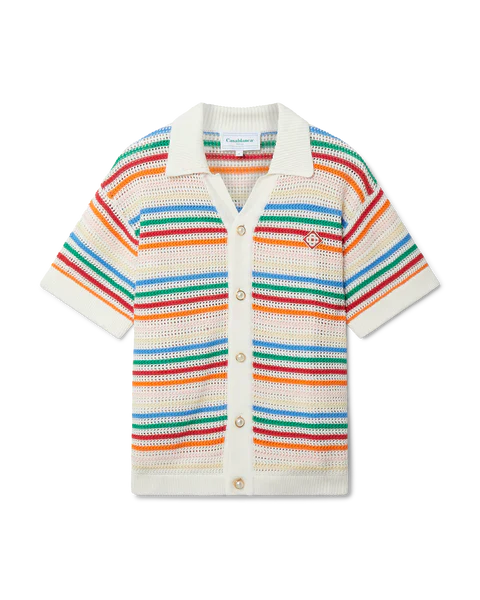 CASABLANCA Rainbow Striped Crochet Shirt