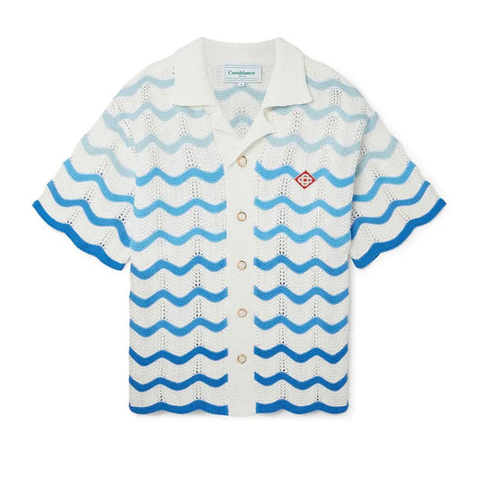 CASABLANCA Gradient Wave Texture Shirt Blue