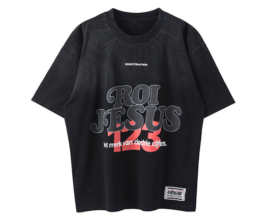 Rivington Roi Rebis Roi Jesus Printed Cotton T-shirt Black