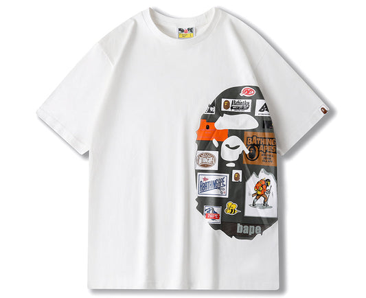 BAPE Multi Label Side Big Ape Head Tee White