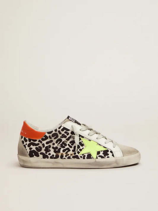 Golden Goose Super-Star Leopard-print and neon