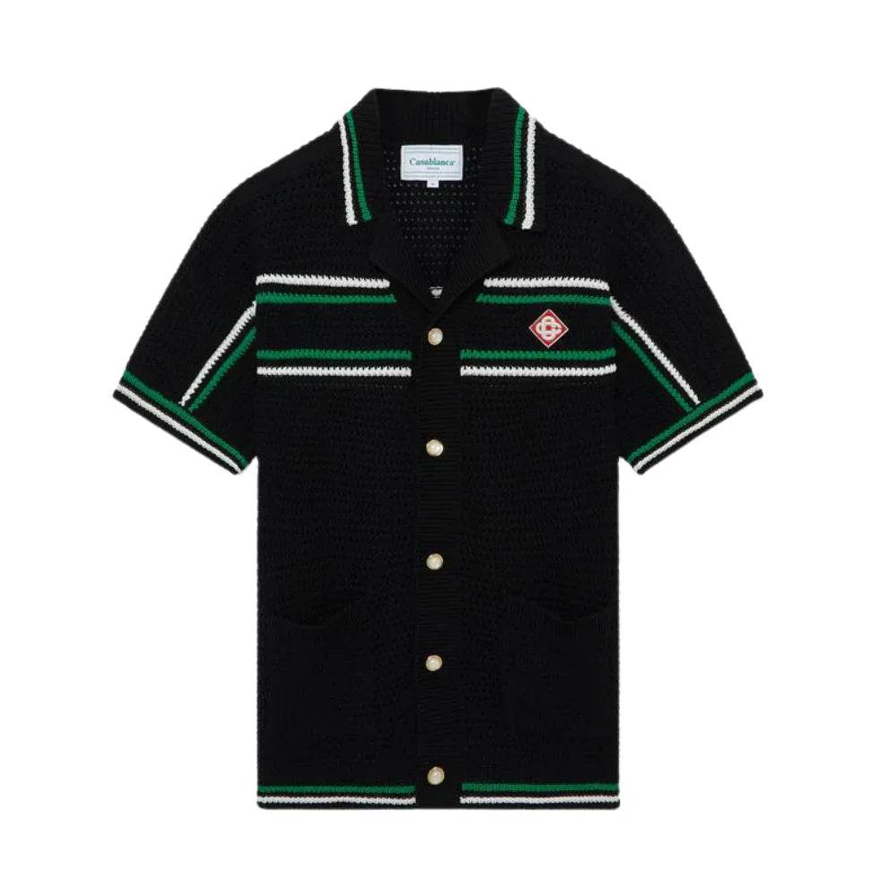 CASABLANCA Crochet Tennis Shirt Blackk
