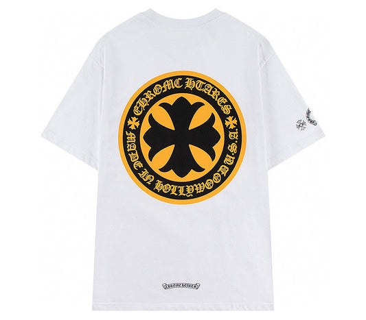 Chrome Hearts - Plus Cross Shield Logo Yellow T Shirt White