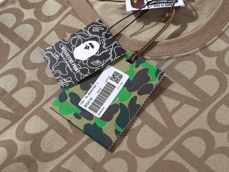 BAPE Sport Monogram Ape Head One Point Tee Beige
