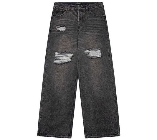Balenciaga Grey Distressed Baggy Jeans