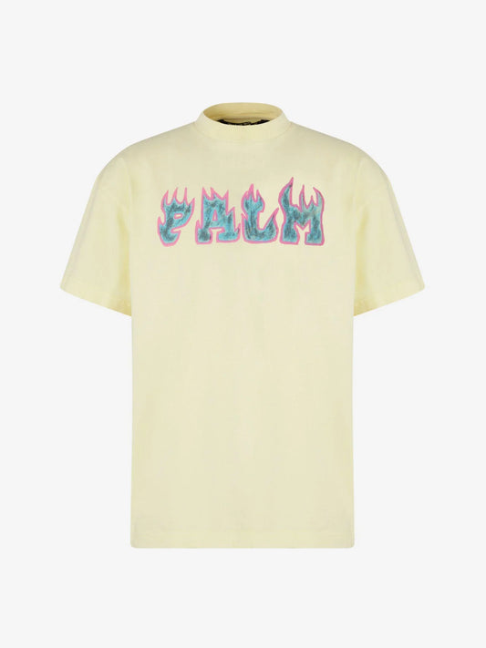 Palm Angels Flames Vintage T-Shirt  Yellow