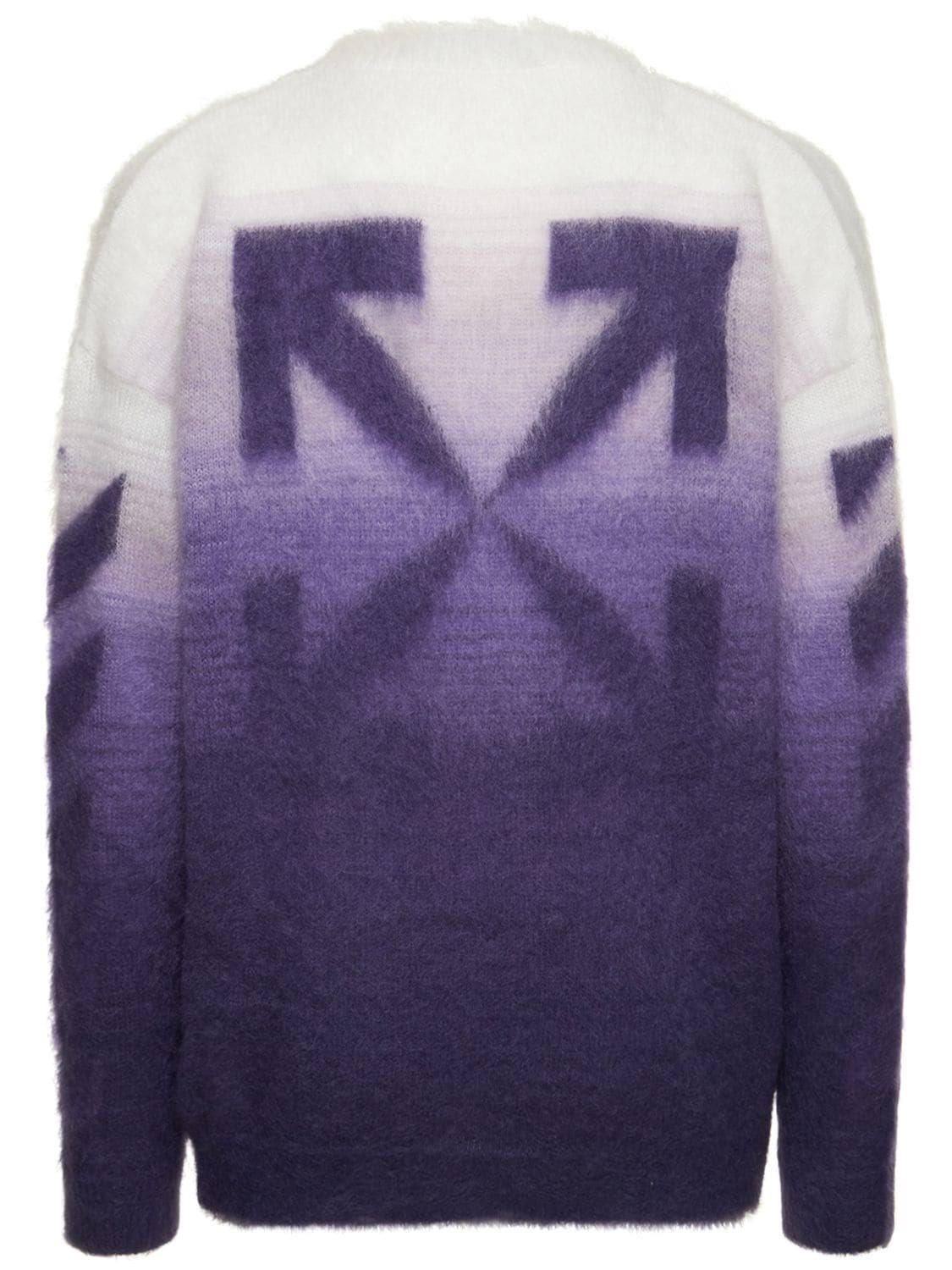 Off-White Crewneck Long-Sleeved Knitted Jumper Purple
