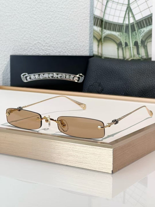 Chrome Hearts Rectangle Rimless Sunglasses Caramell