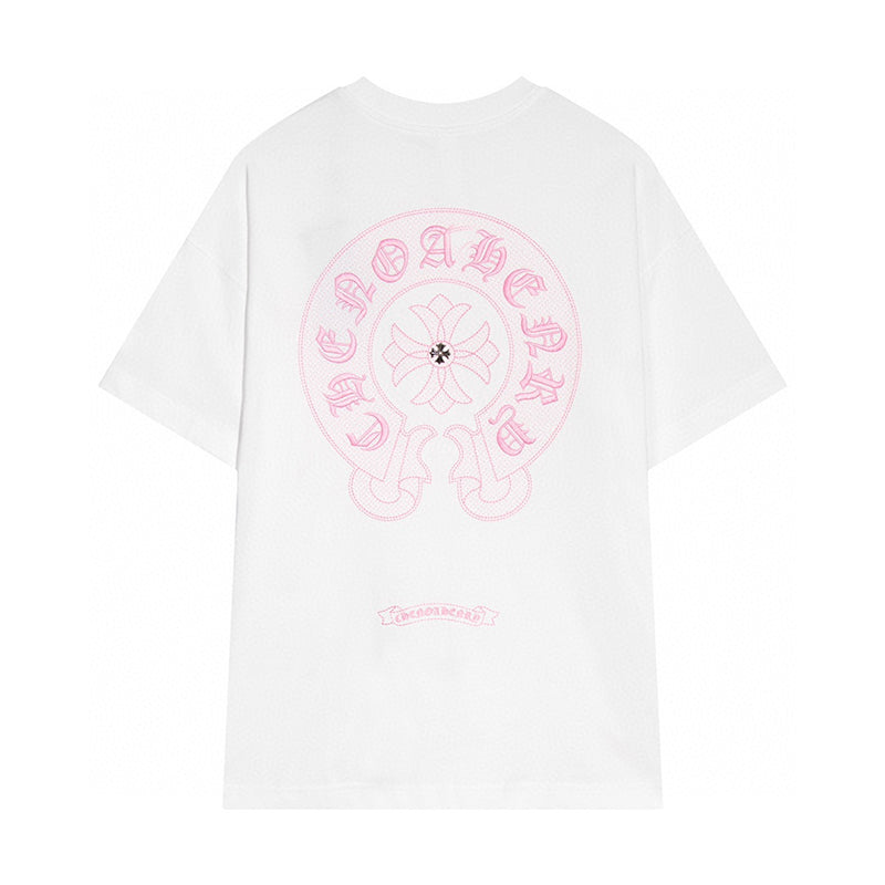Chrome Hearts - Horseshoe Pink Cross Fleur Pin T-shirt White