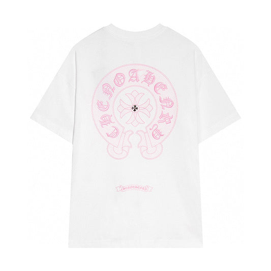Chrome Hearts - Horseshoe Pink Cross Fleur Pin T-shirt White