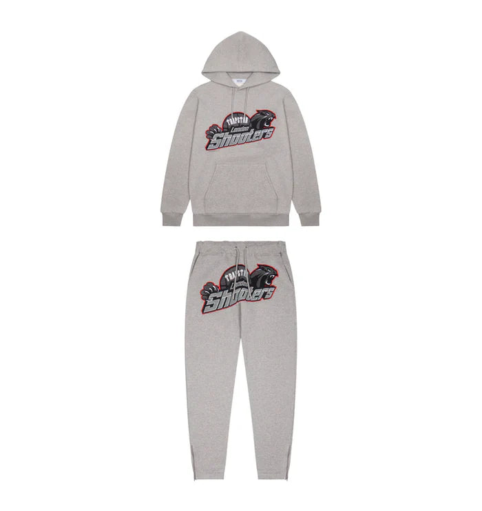 Trapstar Shooters Hoodie Tracksuit Grey/Red