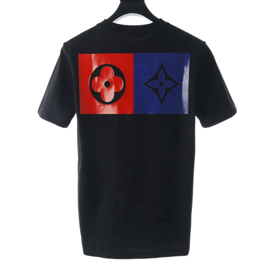 Louis Vuitton LV Red n Blue Logo Badge Black
