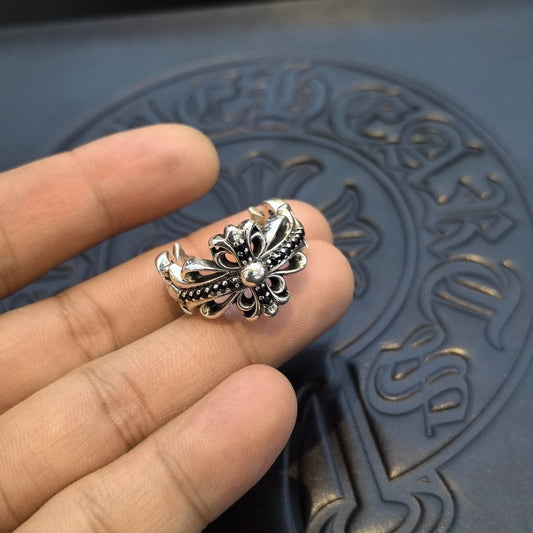 Chrome Hearts - Silver Clear Stones Black Ring