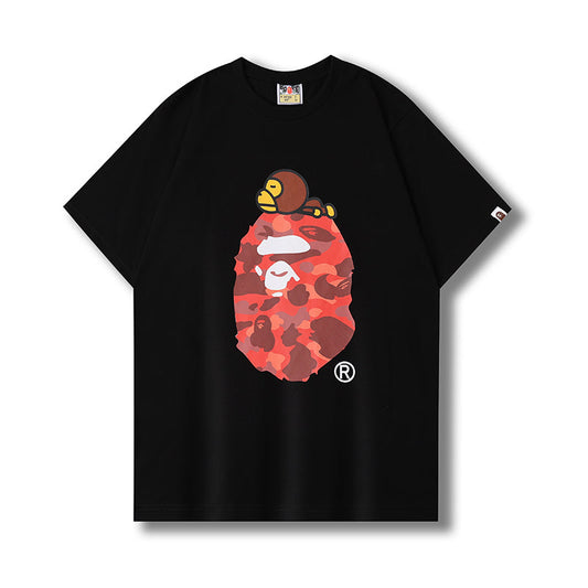 BAPE Color Camo Milo On Big Ape Tee (FW22) Black Red
