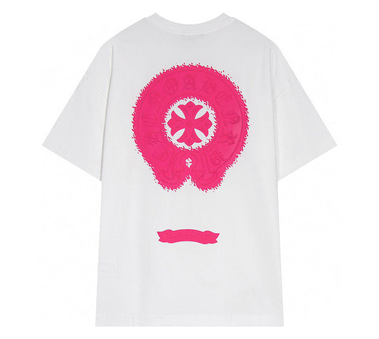 Chrome Hearts - Pink Horseshoe T-shirt White