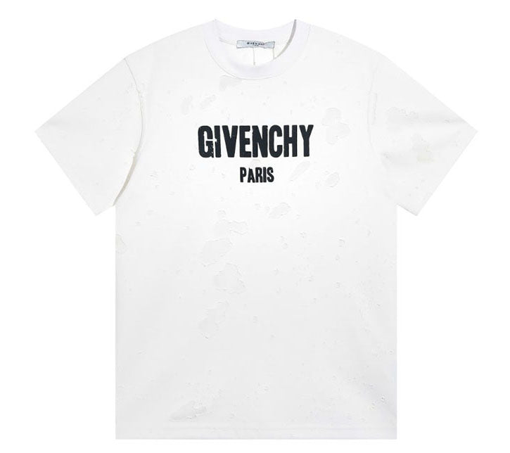 GIVENCHY Paris Distressed Logo T Shirt White/Black