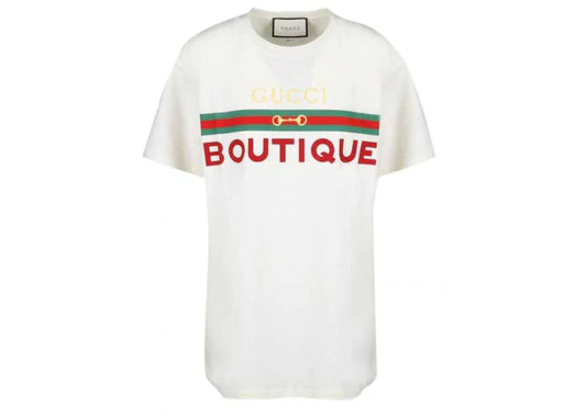 GUCCI Boutique Print Cotton T-shirt White