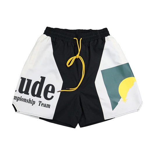 Rhude Panel Logo Shorts Black/White/Multi