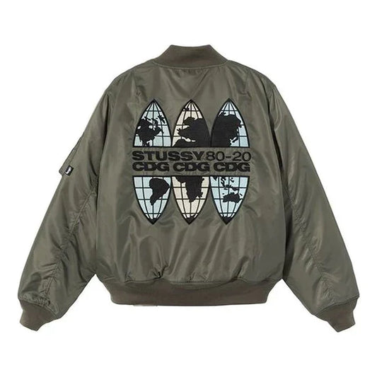 Stussy x CDG Crossover MA1 Back Alphabet Printing Long Sleeves Jacket