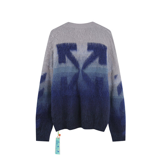 Off-White Diag Arrow Brushed Knit Crewneck Blue