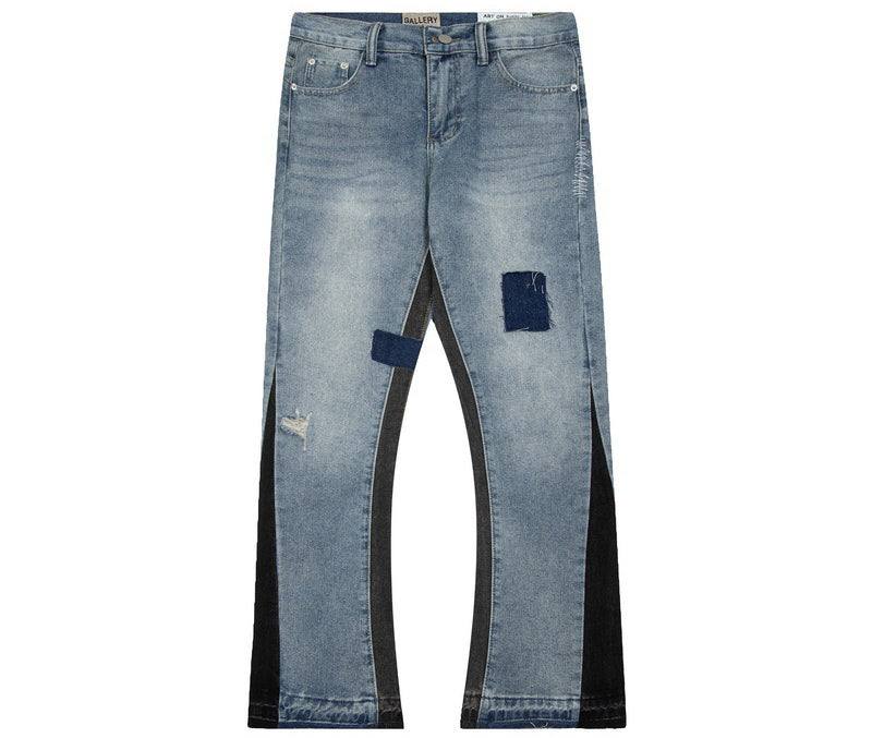 Gallery Dept. Stitching Patch Ripped Flare Loose Jeans