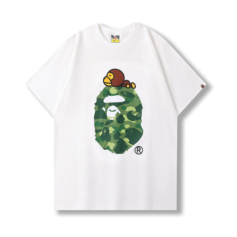 BAPE Color Camo Milo On Big Ape Tee (FW22) White Green