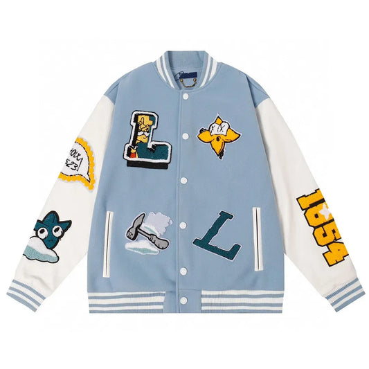 Louis Vuitton Multi Patches Blue Varsity Jacket