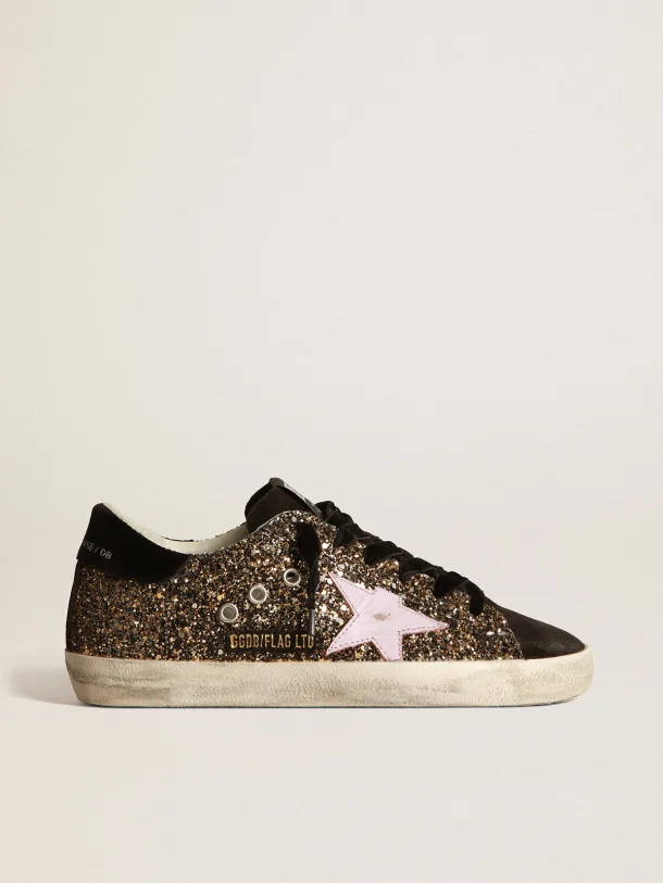 Golden Goose Super-Star glitter with red leather star
