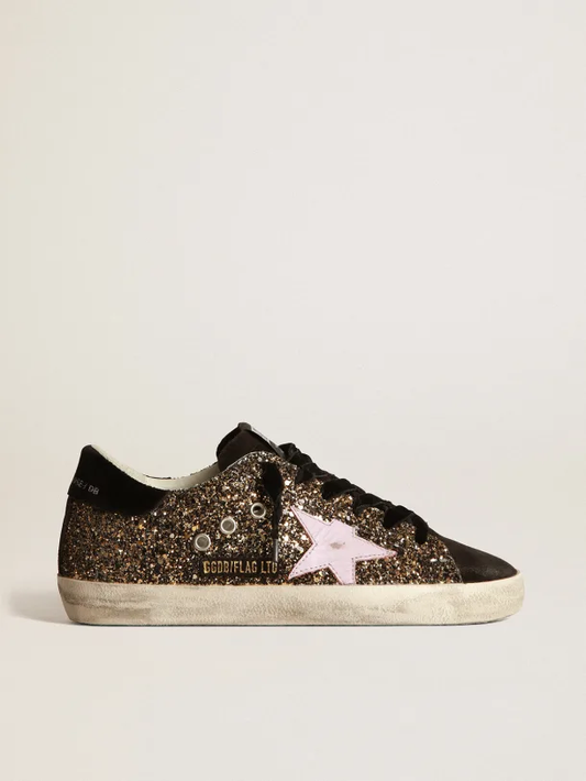 Golden Goose Super-Star glitter with red leather star
