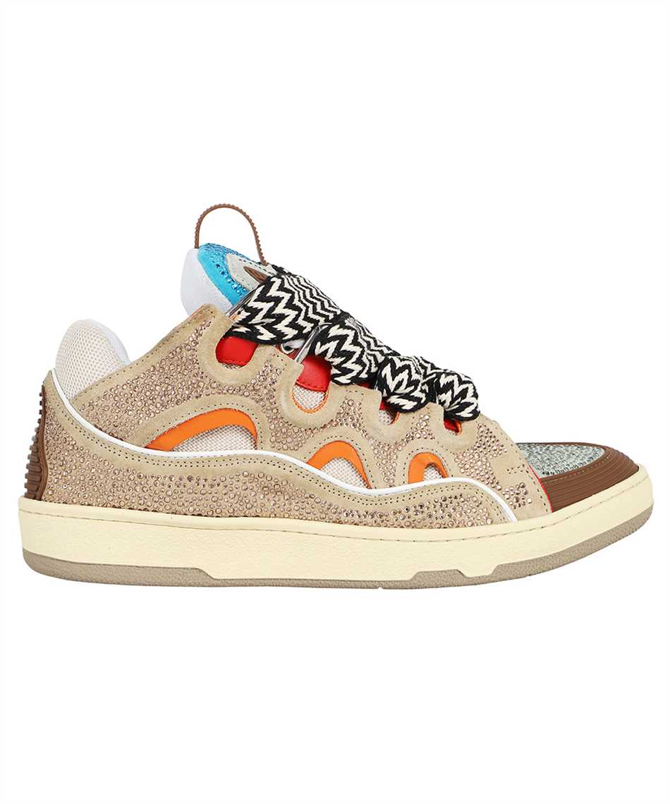 Lanvin Curb Sneaker Crystal Suede Beige