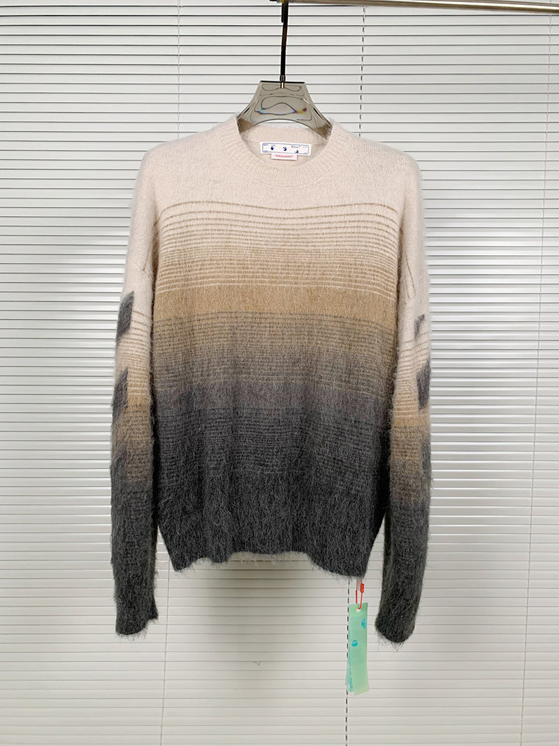 Off-White Diag Arrow Brushed Knit Crewneck Brown