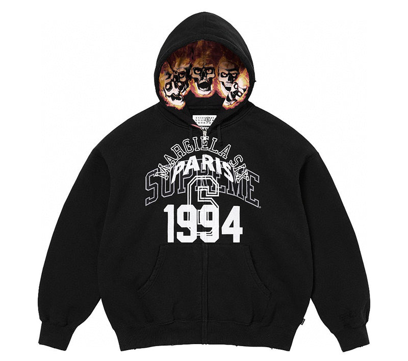 Supreme MM6 Maison Margiela Zip Up Hooded Sweatshirt Black