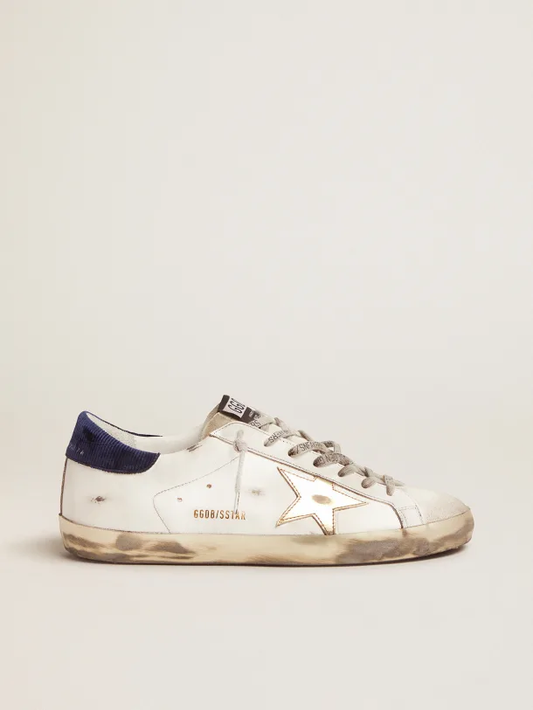 Golden Goose Super-Star midnight-blue corduroy velvet heel tab