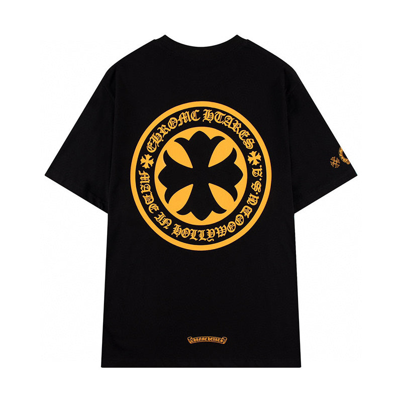 Chrome Hearts - Plus Cross Shield Logo Yellow T Shirt Black