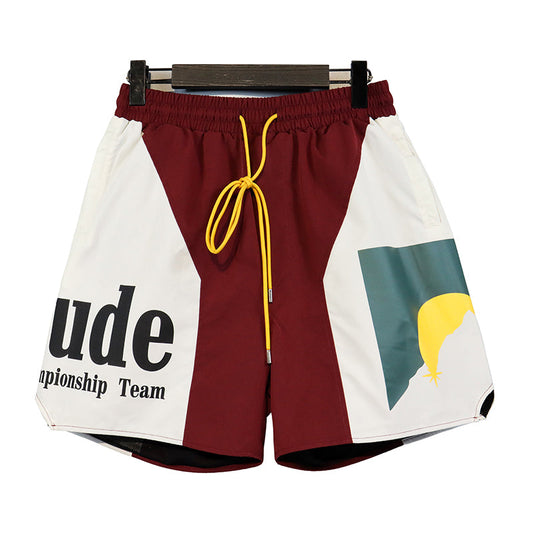 Rhude Panel Logo Shorts Red/White/Multi