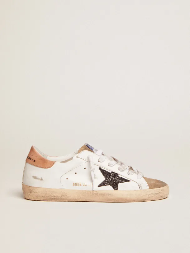 Golden Goose Super-Star black glitter star and old-rose leather